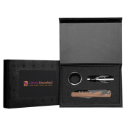 Custom Branded 3 Piece Stainless Steel & Wooden Wine Gift Set in Wood from Total Merchandise
