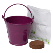 Customised Coloured Mini Bucket Grow Kit in Purple branded with your logo from Total Merchandise