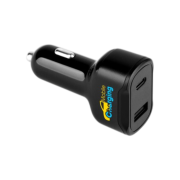 Customisable Recycled ABS Car Charger in Black customised with your logo from Total Merchandise