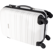 The Serafina Suitcase Trolley in White on its side from Total Merchandise
