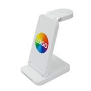 Custom 3 in 1 Charging Station in White with a design from Total Merchandise