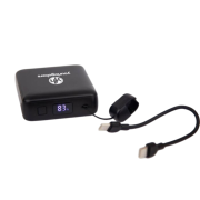 Logo branded Compact Deluxe 10,000mAh Powerbank in Black with a design from Total Merchandise