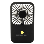 Logo Branded Recycled Plastic Rechargable Desk Fan in Black with a design from Total Merchandise