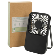 Custom Branded Recycled Plastic Rechargable Desk Fan in Black with a design from Total Merchandise