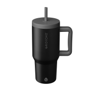 Back of the black Grosche 945ml Aspen Stainless Steel Insulated Mug from Total Merchandise