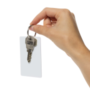 Lifestyle image of the Dual Recycled Plastic Finder Card in White from Total Merchandise