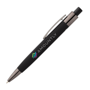 Promotional Recycled Soft Touch Oval Ballpen in Black with a design from Total Merchandise