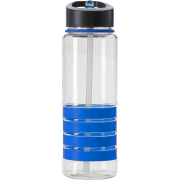 Promotional Tritan™ Plastic Drinking Bottle with Straw in Transparent/Cobalt Blue