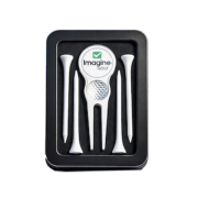 Golf Fork and Tee Gift Tin in Black