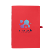 Branded Stone Paper Soft Touch Lined Journal with logo on the front by Total Merchandise.