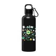 Logo branded Recycled Stainless Steel Water Bottle With Carabiner in black