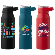 Group of Stainless Steel Sport Bottle personalised in black, teal and red from Total Merchandise