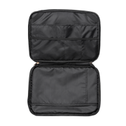 Inside of the branded Recycled Laptop Case showing the pockets