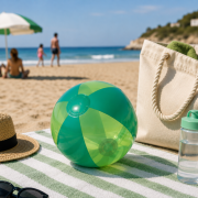 Lifestyle image of the Transparent and Solid Panels Beachball by Total Merchandise