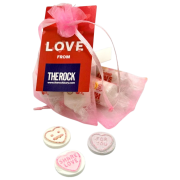 Company branded Love hearts filled Organza Bags