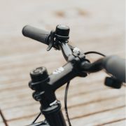 Logo Printed Bike Bell with Built In Apple & Android Tracking in Black from Total Merchandise