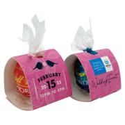 2 promotional Mono Lindor Truffles with custom printed sleeves by Total Merchandise