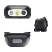 Multiple views of the LED rechargeable head torch by Total Merchandise