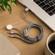 Lifestyle image of the Woven Multi Charging Cable by Total Merchandise