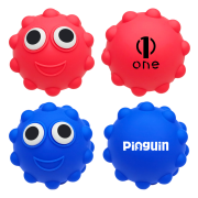 Both colour options front and back of the customised Pop-It Eyes Ball by Total Merchandise