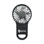 Black Rechargeable Carabiner Hand Fan after being printed on by Total Merchandise