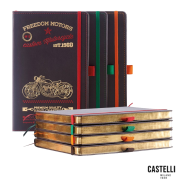 Custom Branded Phoenix Medium Ruled Notebooks with gold edges and a choice of coloured straps