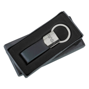 Personalised Leather Executive Keyring in the packaging from Total Merchandise