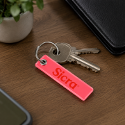Lifestyle image of the Mini Reflective Tag Keyring by Total Merchandise