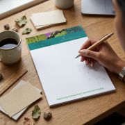 Lifestyle image of the A4 Essential Recycled Notepads by Total Merchandise