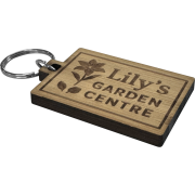 Side view of the engraved Short Bamboo Rectangle Keyring by Total Merchandise