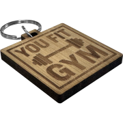 Side view of the engraved Square Bamboo Keyring by Total Merchandise