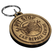Side view of the engraved Round bamboo Keyring by Total Merchandise