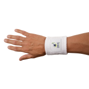 Logo Printed Wrist Sweatband in White branded with your company logo from Total Merchandise