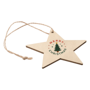 Logo Branded Wooden Star Christmas Decoration in Wood branded with your logo from Total Merchandise