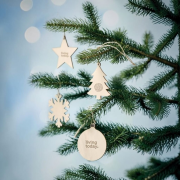 Logo Printed Wooden Star Christmas Decoration in Wood branded with your logo from Total Merchandise