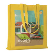 Logo Branded All Over Printed Cotton Tote Bag with Gusset in Natural branded with your company logo