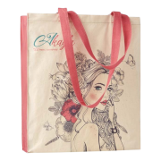 Logo Printed All Over Printed Cotton Tote Bag with Gusset in Natural branded with your company logo