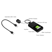 Logo Printed iWatch Wireless Powerbank Keyring in Black branded with your company logo