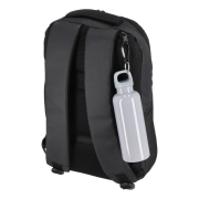 the Hardcolour R-PET 500 ml Water Bottle persoanlised by Total Merchandise clipped onto the Backpack