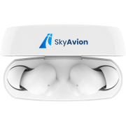 Top view and print on the customised Belkin SoundForm Rhythm True Wireless Earbuds