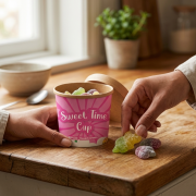 Lifestyle image of the Planted Based Fizzy Sweet Cups branded by Total Merchandise