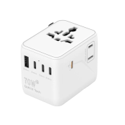 Promotional 70W GAN Universal Travel Adapter with USB-C in White from Total Merchandise
