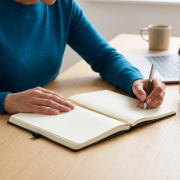 Lifestyle image of the Matra Large Notebook With Lined Paper by Total Merchandise