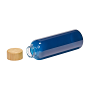 Personalised Coloured Borosilicate Glass Bottle with Bamboo Lid in Blue from Total Merchandise