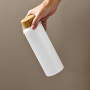 Logo Printed Coloured Borosilicate Glass Bottle with Bamboo Lid in White from Total Merchandise