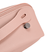 Personalised Recycled Leather Toiletry Bag in Pink branded with your logo from Total Merchandise