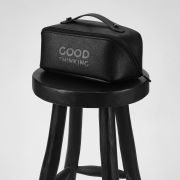 Custom designed Recycled Leather Toiletry Bag in Black branded with your logo from Total Merchandise