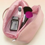 Promotional Recycled Leather Toiletry Bag in Pink branded with your logo from Total Merchandise