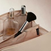 Customised Recycled Leather Toiletry Bag in Beige branded with your logo from Total Merchandise