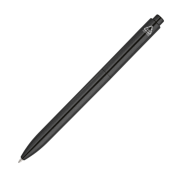 Logo Branded Christie Blue Ink Recycled Plastic Pen in Black printed with your company logo